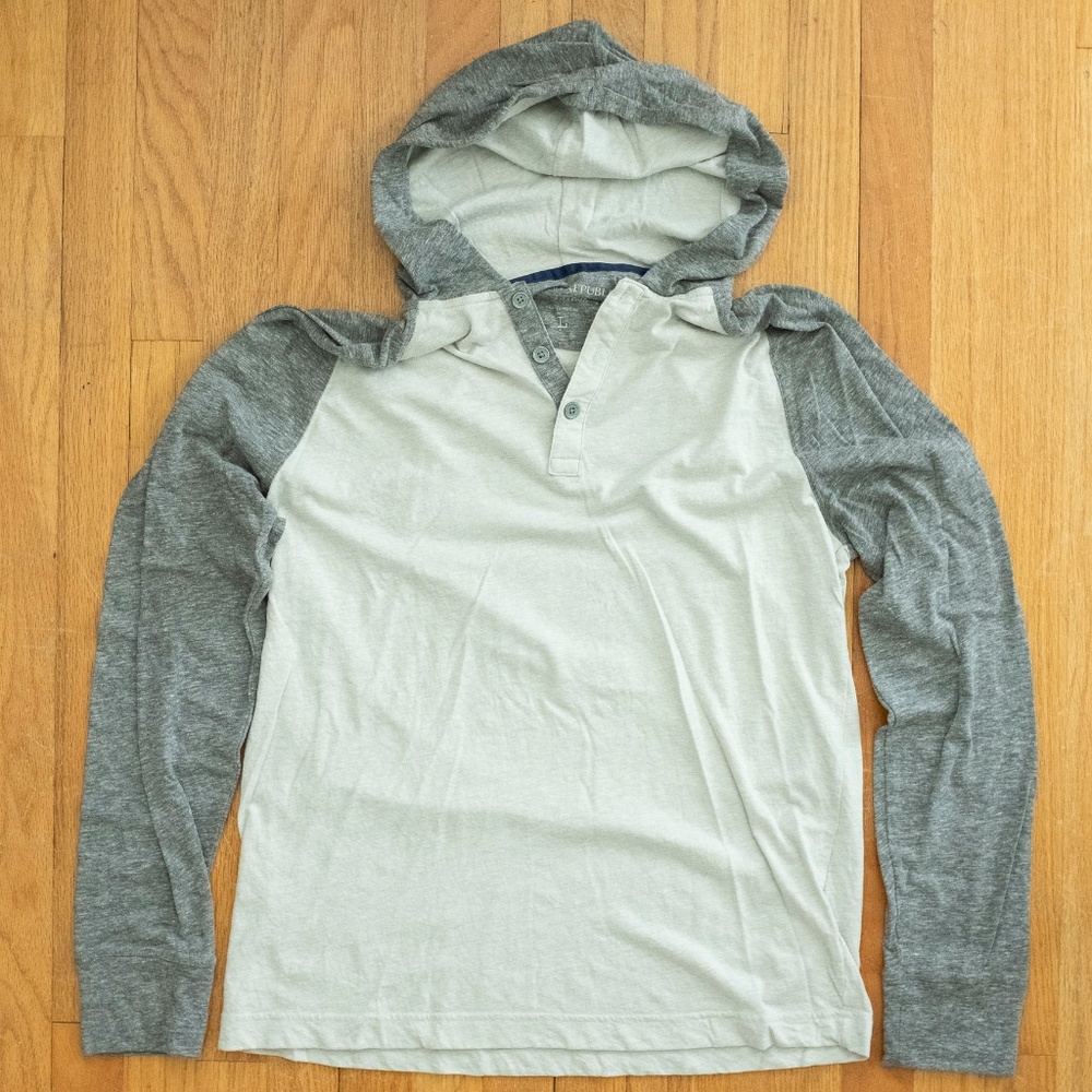 Men's Banana Republic Two-tone Gray Hoodie Large